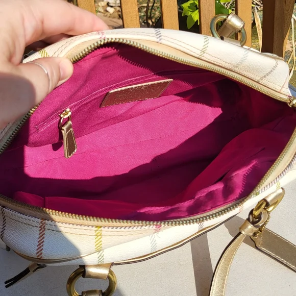 Coach Peyton Tattersall Plaid Satchel F19177 Shoulder Bag Purse - Picture 12 of 14